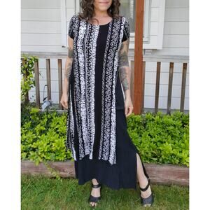 Vintage 90's Layered loose fitting dress with pockets! Crinkle textured